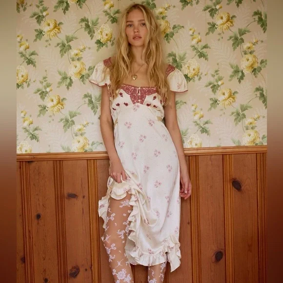Free People Haven Embroidered Midi Dress - Picture 1 of 15